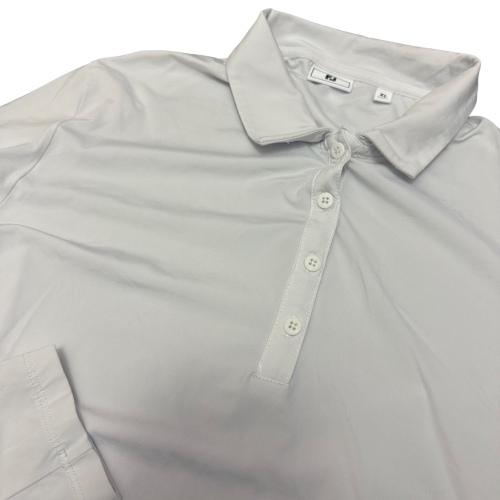 FootJoy Mens ProDry Long Sleeve Golf Polo‎ Shirt White XL 27664 Mesh Panels